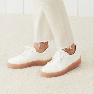 Jenni Kayne Leather Skater Sneakers Cream w/ Tan Sole | EU 39 / US 8 | Worn once